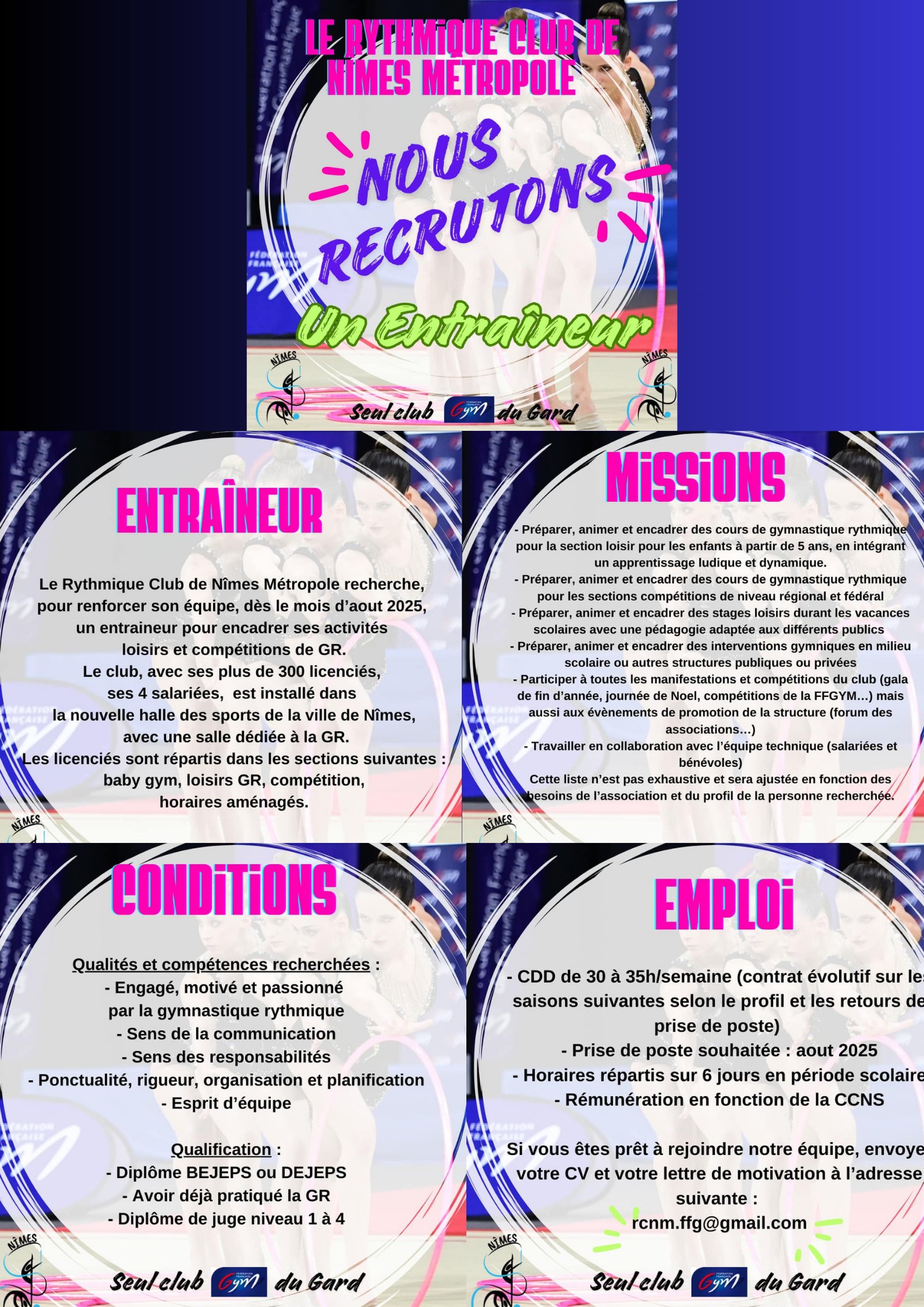 LE CLUB RC NIMES (30) RECHERCHE UN ENTRAINEUR GR