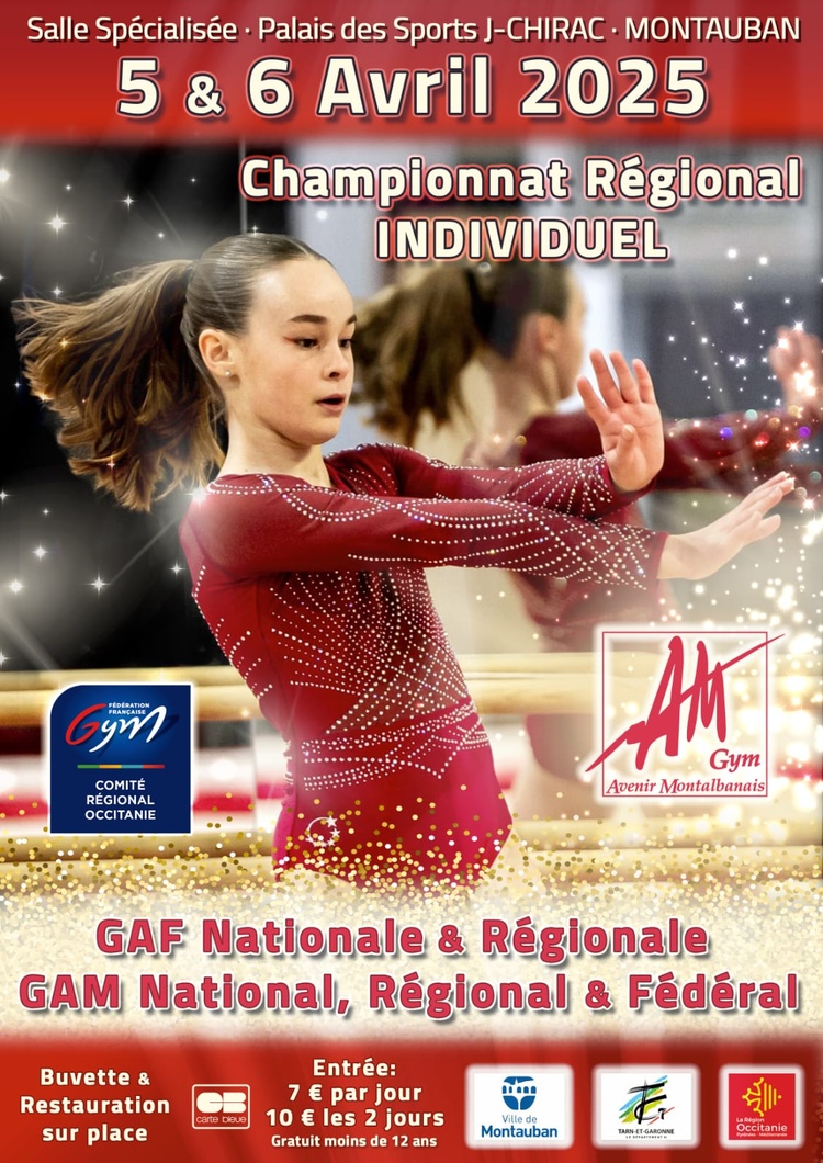 ​GAF - CHAMPIONNAT RÉGIONAL INDIVIDUELS PERFORMANCES ET NATIONALES LES 05 ET 06 AVRIL 2025 À MONTAUBAN