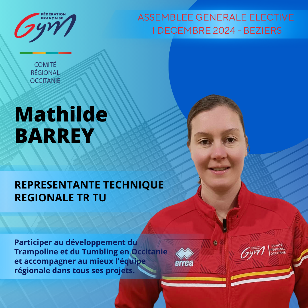 Mathilde BARREY REPRESENTANTE TECHNIQUE REGIONALE TRAMPOLINE & TUMBLING